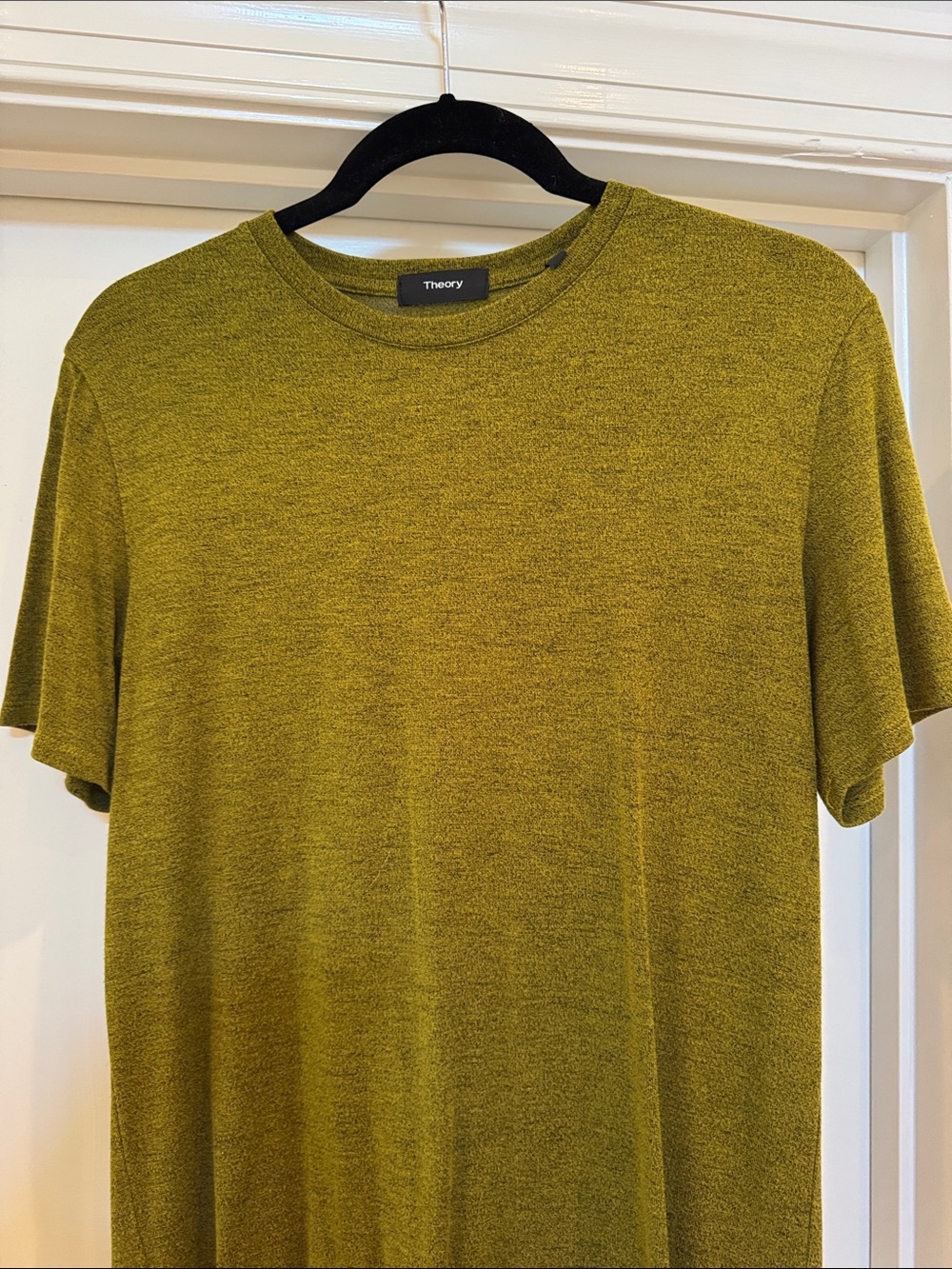 Theory Short-Sleeve Knit Crew Tee in Olive